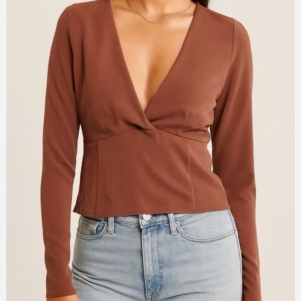 NWT Abercrombie Brown V-Neck Top
